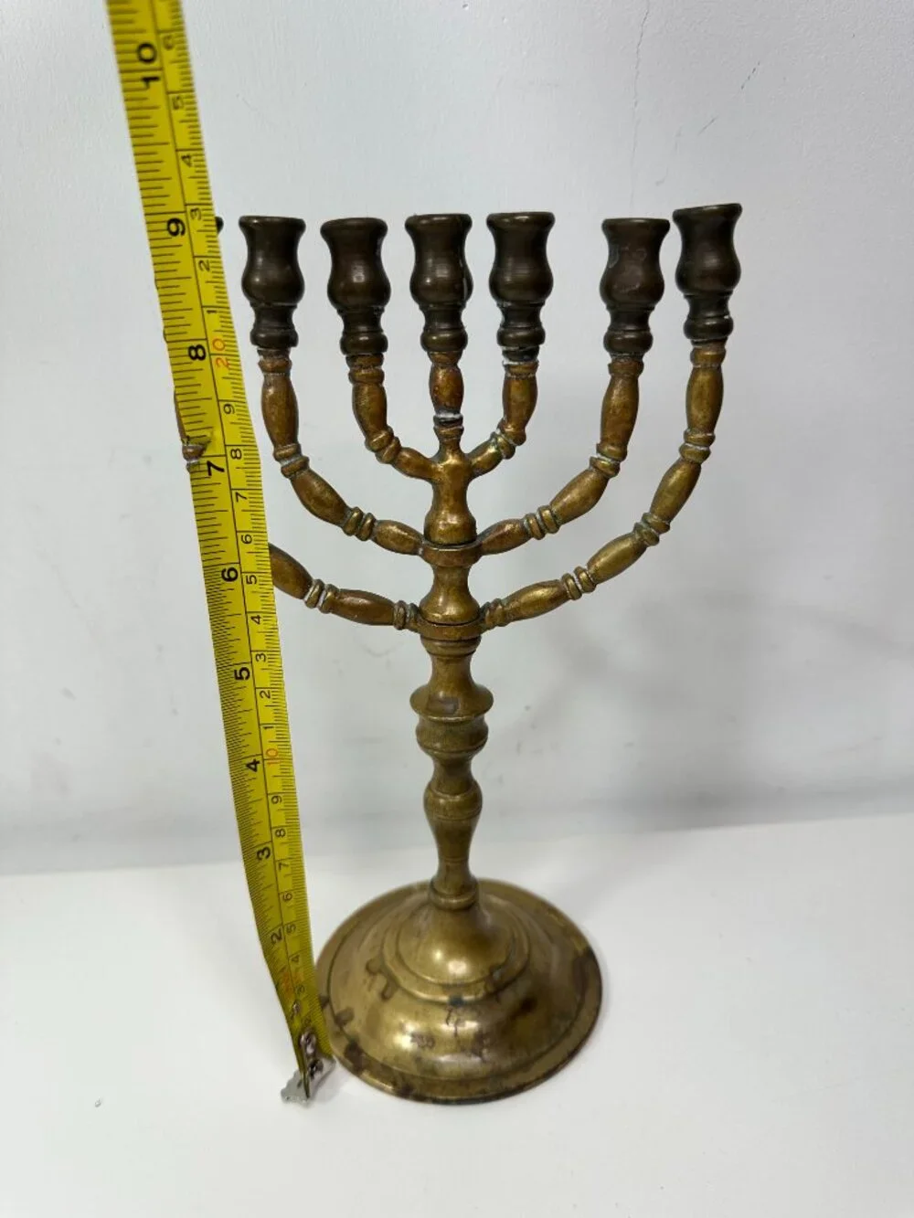 Classic Vintage Brass Gold Seven Branch Menorah 9